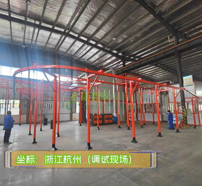 电梯喷涂生产线设备调试现场